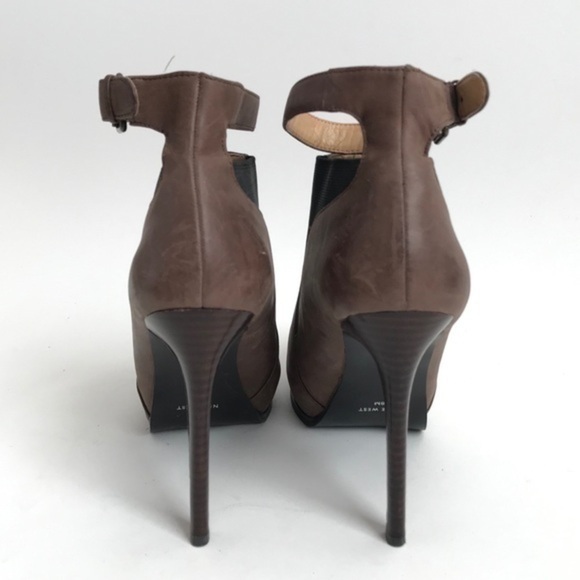 Nine West Tan Leather Idyll Stiletto Ankle Boots 8 - Picture 6 of 9